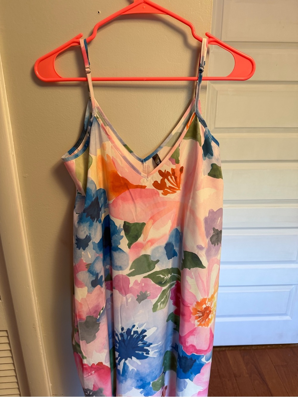 Floral Maxi Slip Dress w/ pockets and side slits - Pastel Multi - Picture 2 of 8